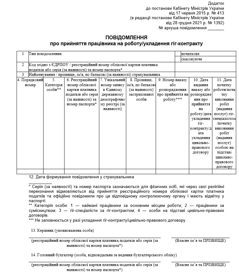 Повідомлення про прийняття на роботу